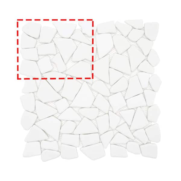 sunwings Pebble White 6 in. x 6 in. Recycled Glass Marble Looks Mesh-Mounted Floor and Wall Mosaic Tile (Sample 0.25 sq. ft.)