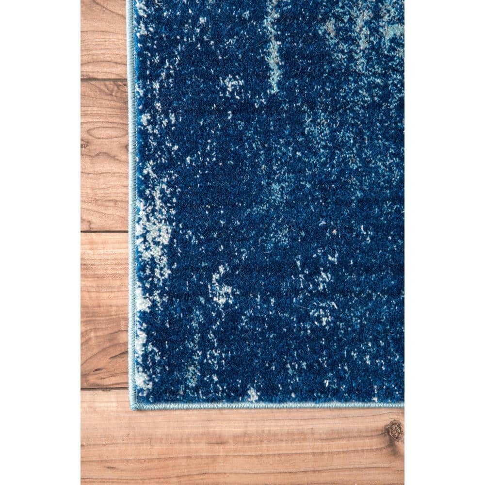 Blue Abstract Synthetic Easy Care Rectangular Area Rug