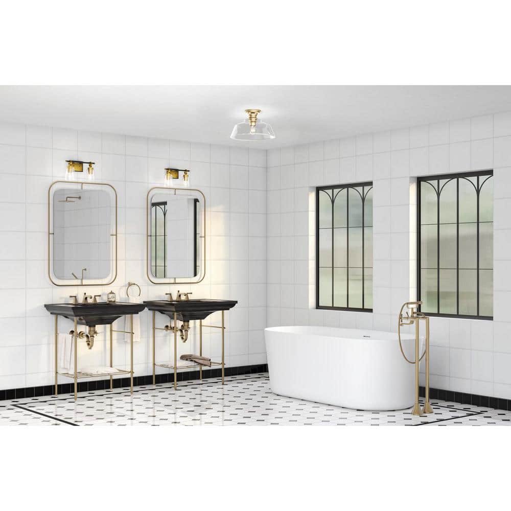 Cassell 14.5" Matte Black and Brushed Nickel Vanity Light with Clear Glass Shades
