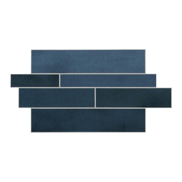sunwings Interlocking Blue Mixed 6 in. x 6 in. Stone Composite Peel and Stick Backsplash Wall Tile (1-Pack)