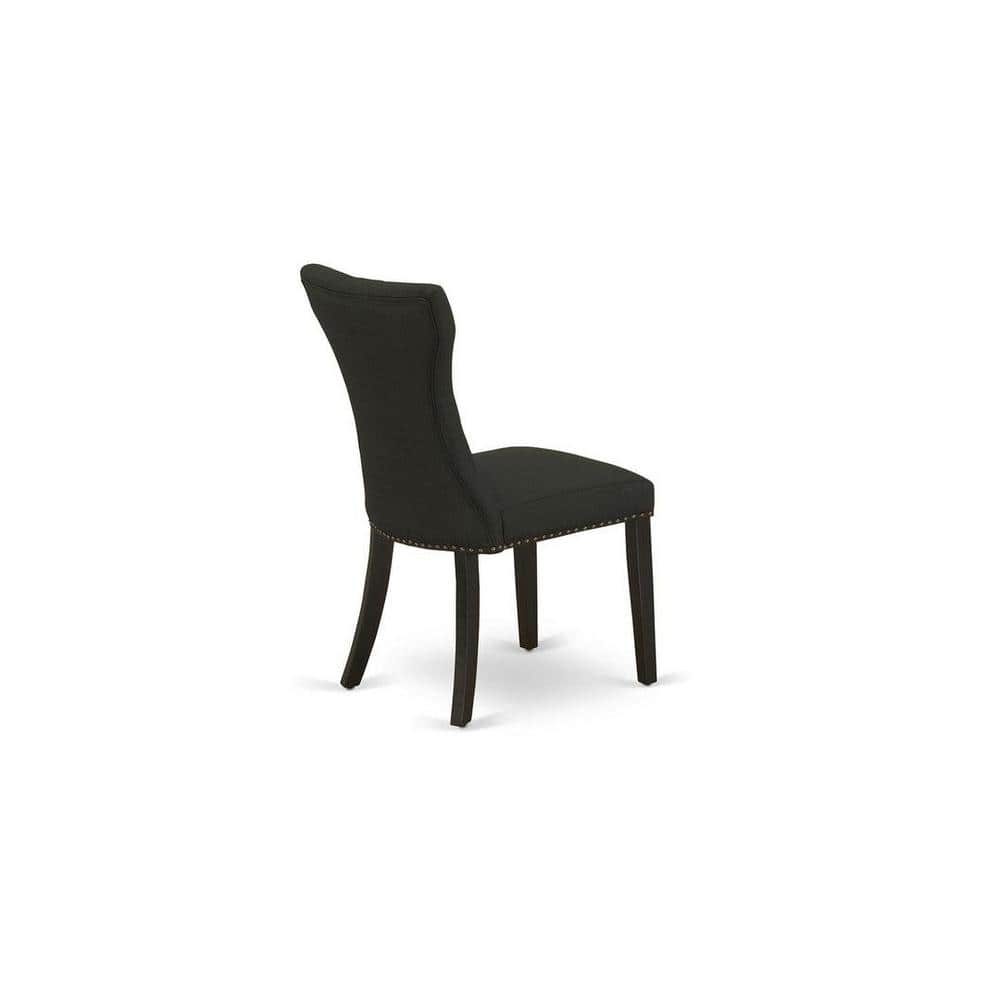 Elegant Tufted Black Linen and Rubber Wood 5-Piece Dining Set