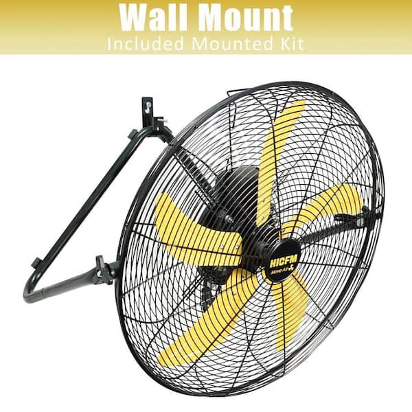 WOCK HICFM 20 in. Yellow 5300 CFM Floor Fan, 3-Speed Tilting with