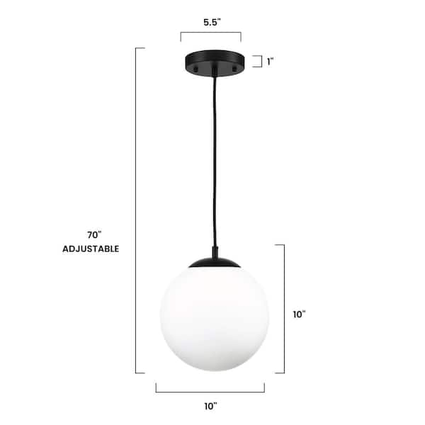 Light Society Zeno 1-Light Black/White Globe Pendant with Glass