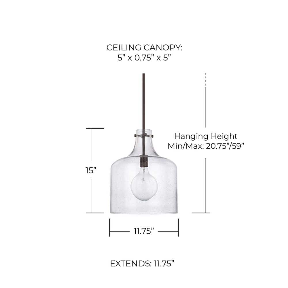Bronze Clear Water Glass Pendant Light with Adjustable Rod