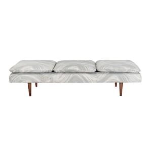 Marbled Mint and Natural Long Upholstered Full Sized Daybed with Wood Legs