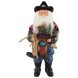 15 in. Christmas Cowboy Santa with Boot Stocking