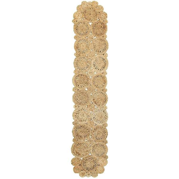 VHC Brands Primitive Jute Table Runner - Black & Tan Striped Oval 13x48