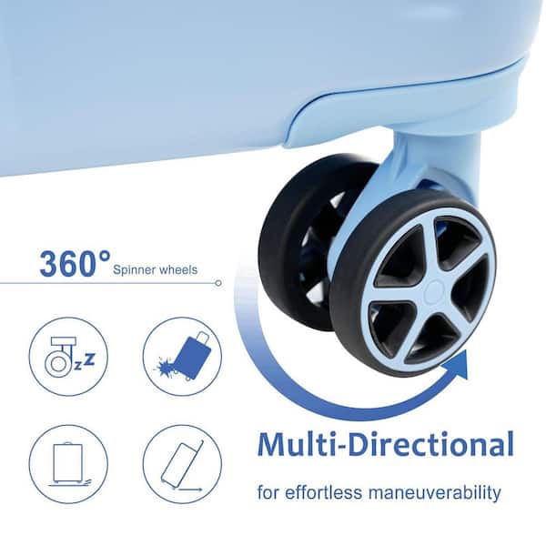 Merax 25.8 in. Sky Blue ABS Hardside Luggage Double Spinner