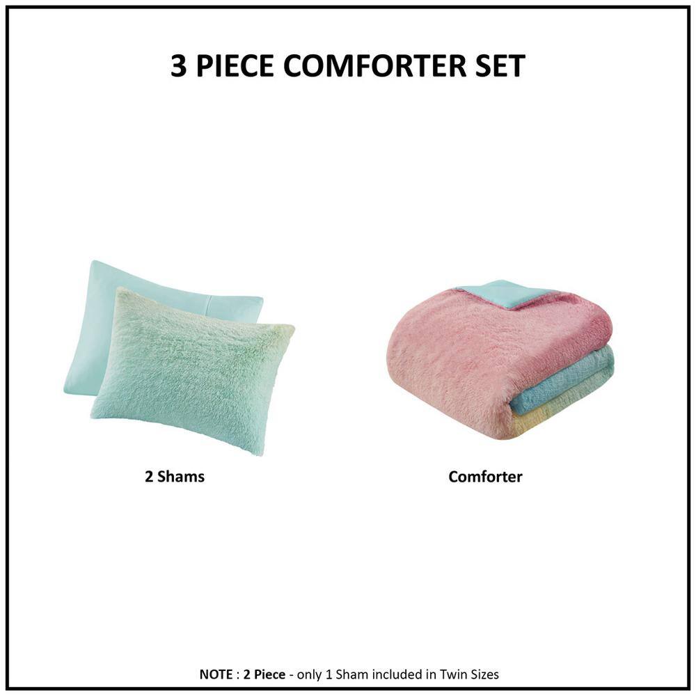 Pastel Ombre Shaggy Faux Fur Comforter Set