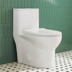 Tucson 1-Piece 1.1/1.6 GPF Siphonic Jet Dual Flush Elongated Compact Toilet in Crisp White, Seat Included