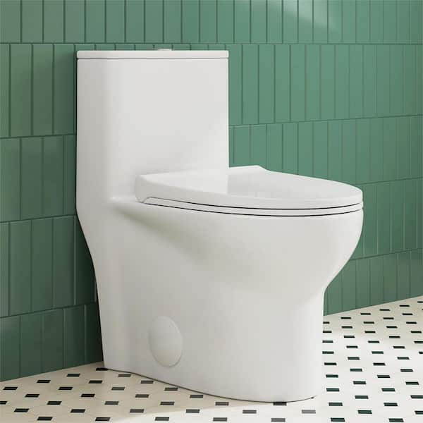 Eridanus Tucson 1-Piece 1.1/1.6 GPF Siphonic Jet Dual Flush Elongated Compact Toilet in Crisp White, Seat Included