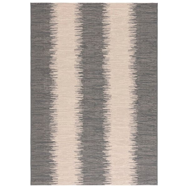 Courtyard Beige/Anthracite 7 ft. x 10 ft. Striped Modern Indoor/Outdoor Area Rug