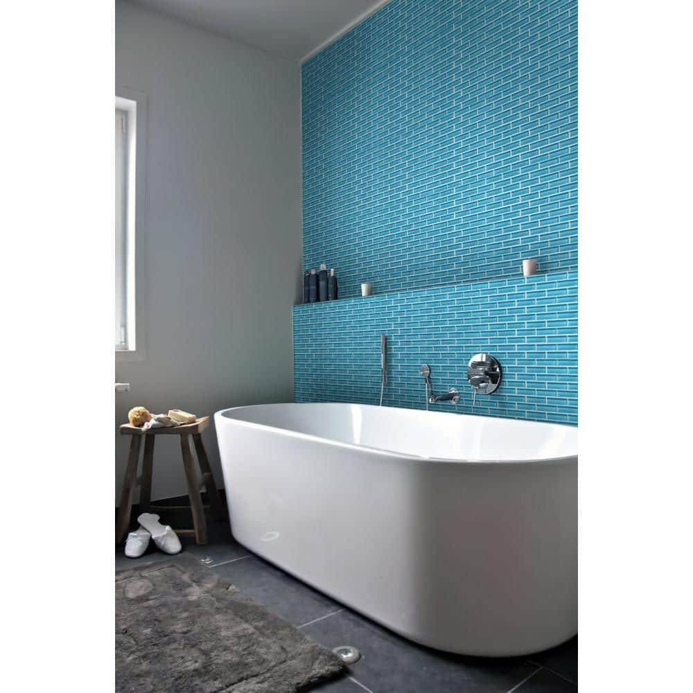 Sapphire Blue Glossy Glass Mosaic Tile 11.9" x 11.9"