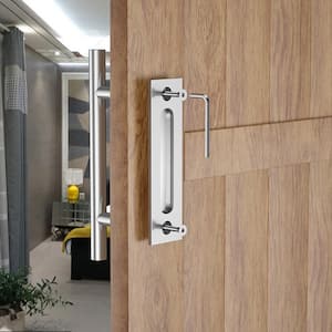 10 in. Round Satin Stainless Ladder Pull and Flush Sliding Barn Door Handle