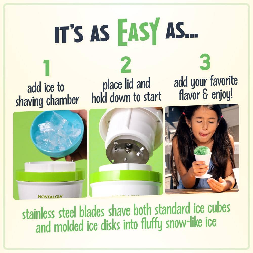 White and Green Stainless Steel Countertop Snow Cone Maker