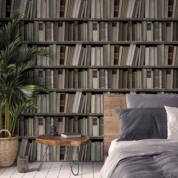 Multicolor Bookshelf Vinyl Peel and Stick Wallpaper Roll (Covers 56 sq. ft.)