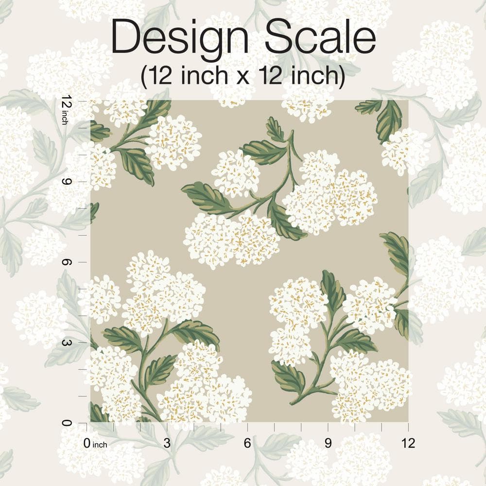 Hydrangea Whimsical 27' x 27" Nonwoven Wallpaper in White