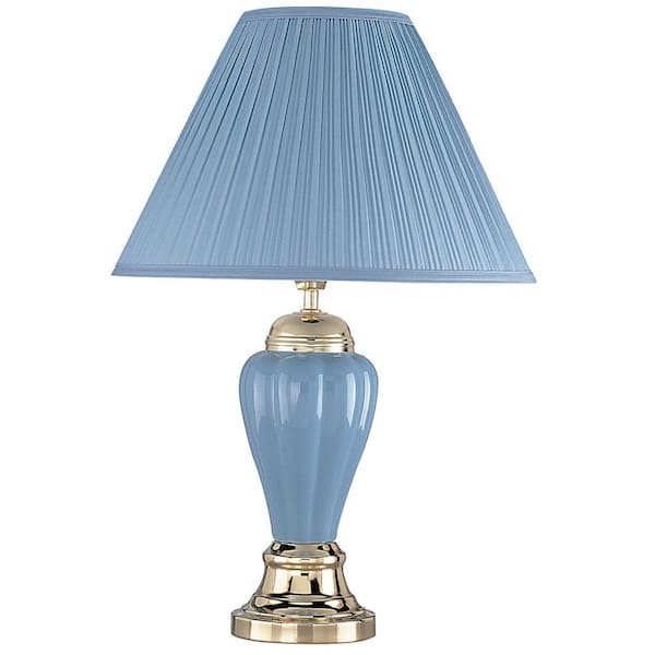 ORE International 27 in. Ceramic Blue Table Lamp