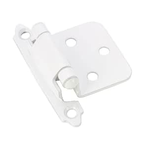 White Semi-Concealed Self-Closing Variable Overlay for Face Frame Cabinet Hinge (2-Pack)