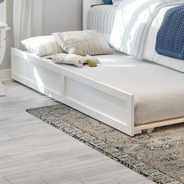 Island White Twin Trundle Roll Out Daybed with Wheels