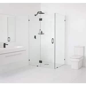46 in. W x 34.5 in. D x 78 in. H Pivot Frameless Corner Shower Enclosure in Oil Rubbed Bronze Finish with Clear Glass