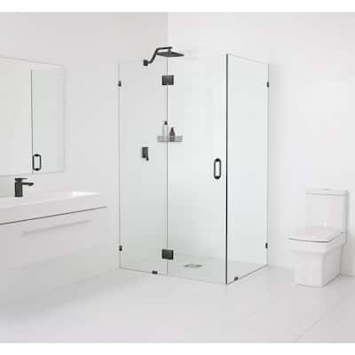 38 in. x 78 in. x 38 in. Frameless Hinged Glass Shower Enclosure in Oil Rubbed Bronze
