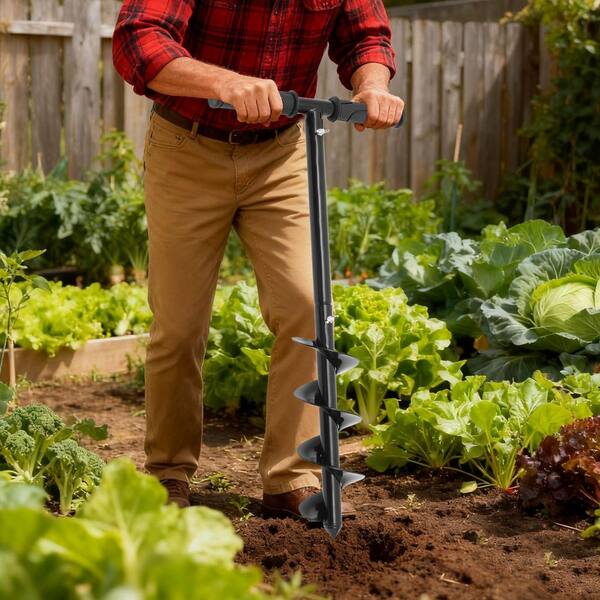 Hand Post Hole Digger T-Shaped Earth Garden Auger Drill With Non Slip Handle