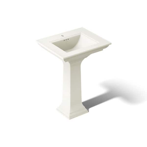 KOHLER Memoirs Stately Ceramic Pedestal Bathroom Sink Combo in Biscuit with Overflow Drain