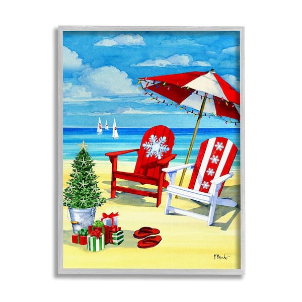 Stupell Industries Holiday Beach Scenery by Paul Brent 1 Piece Framed Graphic Print Nature Poster Art Print 30 in. x 24 in.