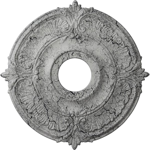 Ekena Millwork 5/8 in. x 18 in. x 18 in. Polyurethane Attica Ceiling Medallion, Hand-Painted Ultra Pure White Crackle