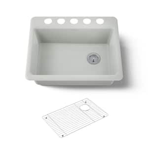 KOHLER Riverby Undermount Cast Iron 25 in. 5-Hole Single Bowl