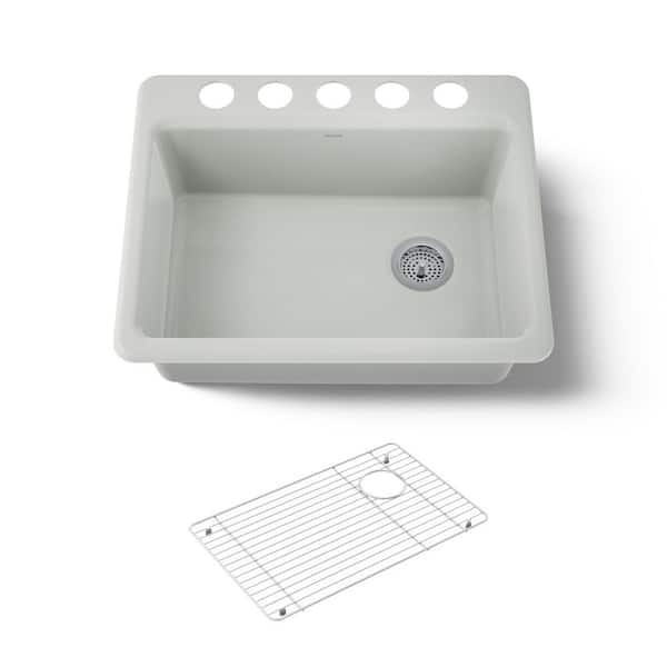 Riverby 27 in. Undermount Single Bowl Cast Iron Kitchen Sink in Sea Salt