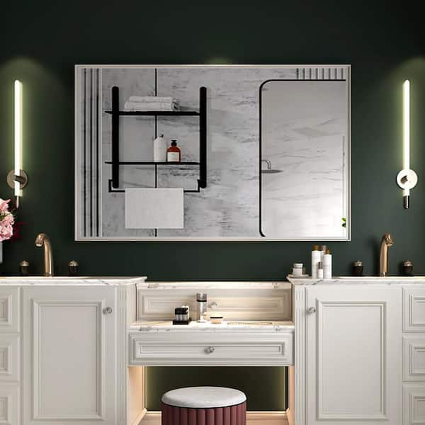 40 in. W x 30 in. H Rectangular Framed Wall Bathroom Vanity Mirror in White