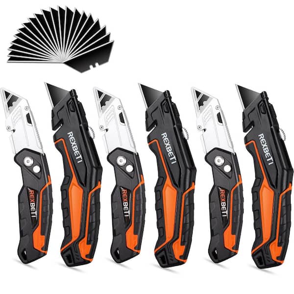6-Pack Utility Knife, SK5 Heavy Duty Retractable Box Cutter for Cartons, Cardboard and Boxes