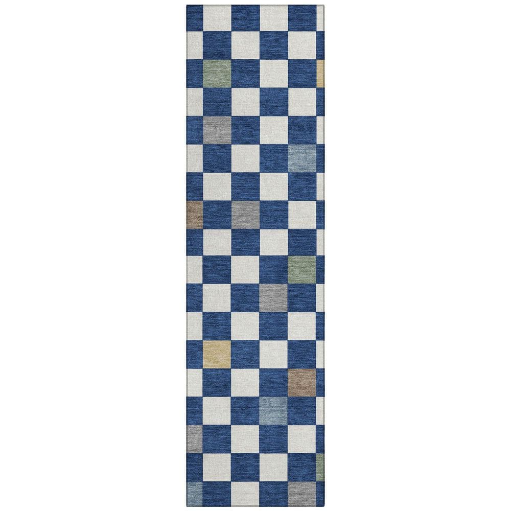 Chantille Machine Washable Indoor/Outdoor Abstract ACN2656 Navy 2 ft. x 7 ft. Runner Rug