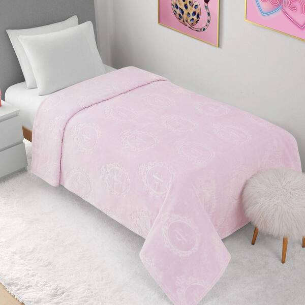 JUICY COUTURE Vintage Juicy Light Pink Plush Microfiber 60 in. x