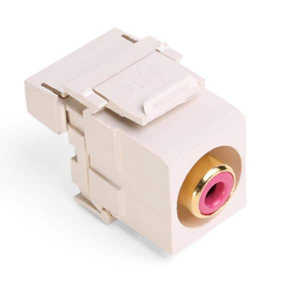 Leviton QuickPort RCA 110-Type Connector with Red Barrel, Light Almond