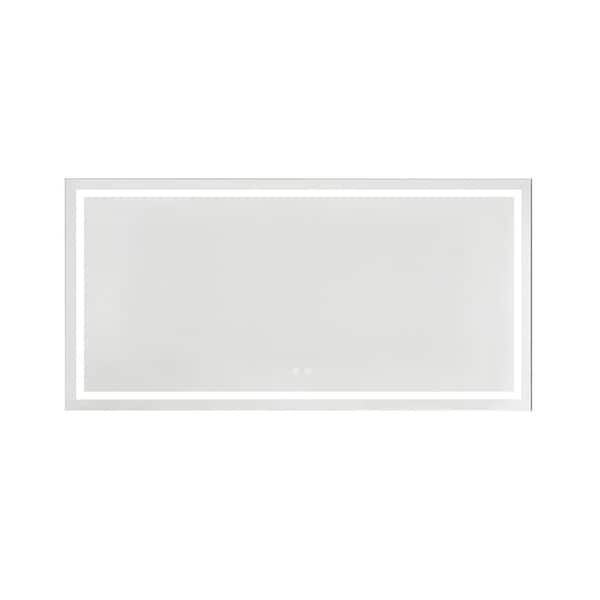 ANTFURN 72 in. W x 36 in. H Large Rectangular Frameless Anti-Fog sensor Touch Mount Wall Bathroom Vanity Mirror in Natural