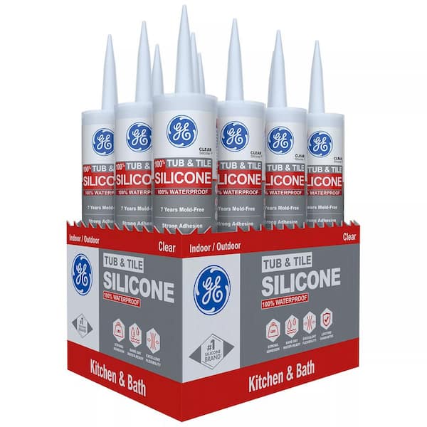 GE 10.1 oz. Tub and Tile Silicone 1-Caulk Kitchen and Bath Sealant Clear (12-Pack)