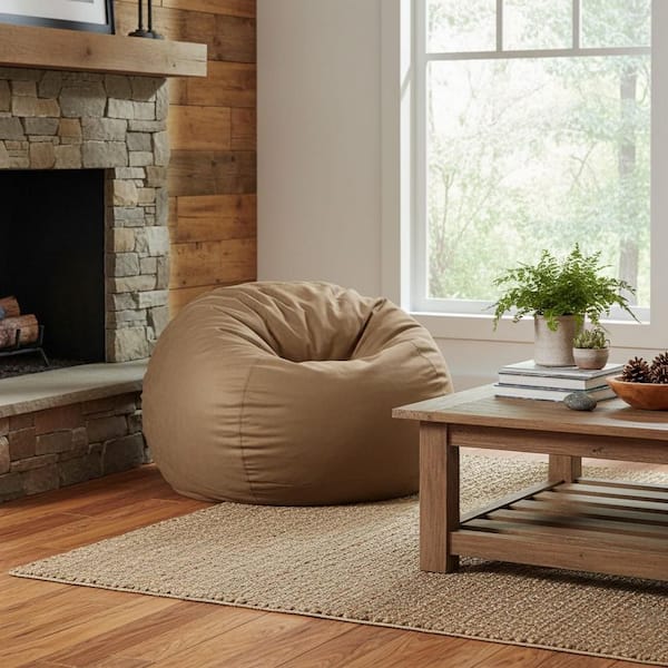 Homy Casa Prota Large Mocha Brown Microfiber Bean Bag Chair with