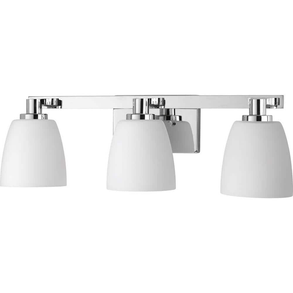 Polished Chrome 3-Light Bath Vanity Fixture with Etched Opal Glass