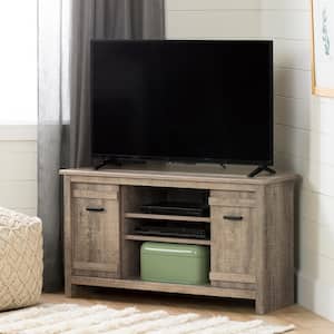 Exhibit 41 in. Weathered Oak Particle Board Corner TV Stand 42 in. with Corner Unit