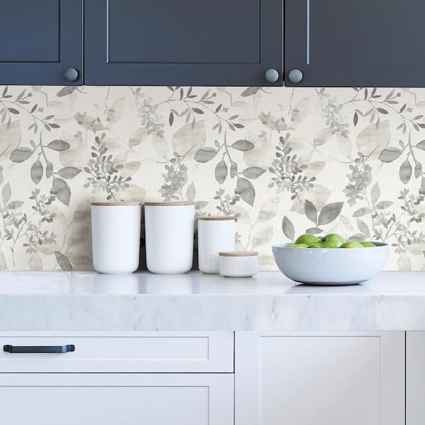 Grey Breezy Vinyl Peel & Stick Wallpaper Roll (Covers 30.75 Sq. Ft.)