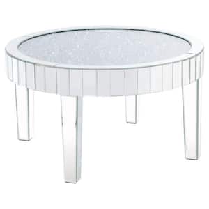 32 in. Silver Round Glass Top Coffee Table
