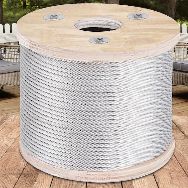 3/16 in. x 250 ft. T304 Stainless Steel Wire Rope, 7x19 Construction, 3700 lbs. Breaking Strength for Indoor Outdoor Use