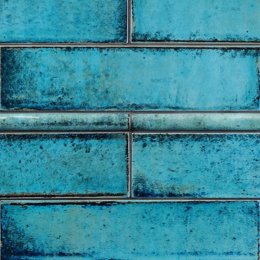 Chateau Blue Ceramic Pencil Liner Tile Trim 1x12