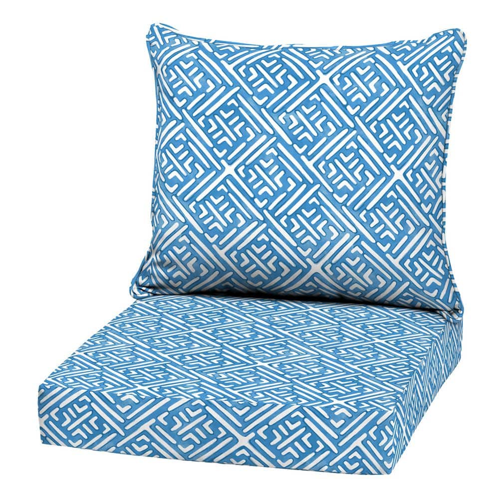 22  in. x 24 in. 2-Piece Deep Seating Outdoor Lounge Chair Cushion, Amalfi Blue Tile price history on PriceWatchPro