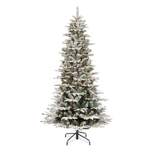 7.5 ft. Pre-Lit Slim Flocked Aspen Fir Artificial Christmas Tree with 450 UL Clear Lights