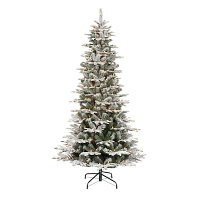 Puleo International 6.5 Ft. Pre-Lit Incandescent Glacier Fir Artificial ...