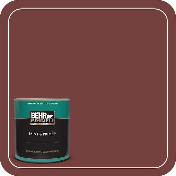 BEHR PREMIUM PLUS 1 qt. #ECC-27-1 Red Pines Semi-Gloss Enamel Exterior Paint & Primer